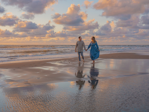 spontane fotoshoot op het strand